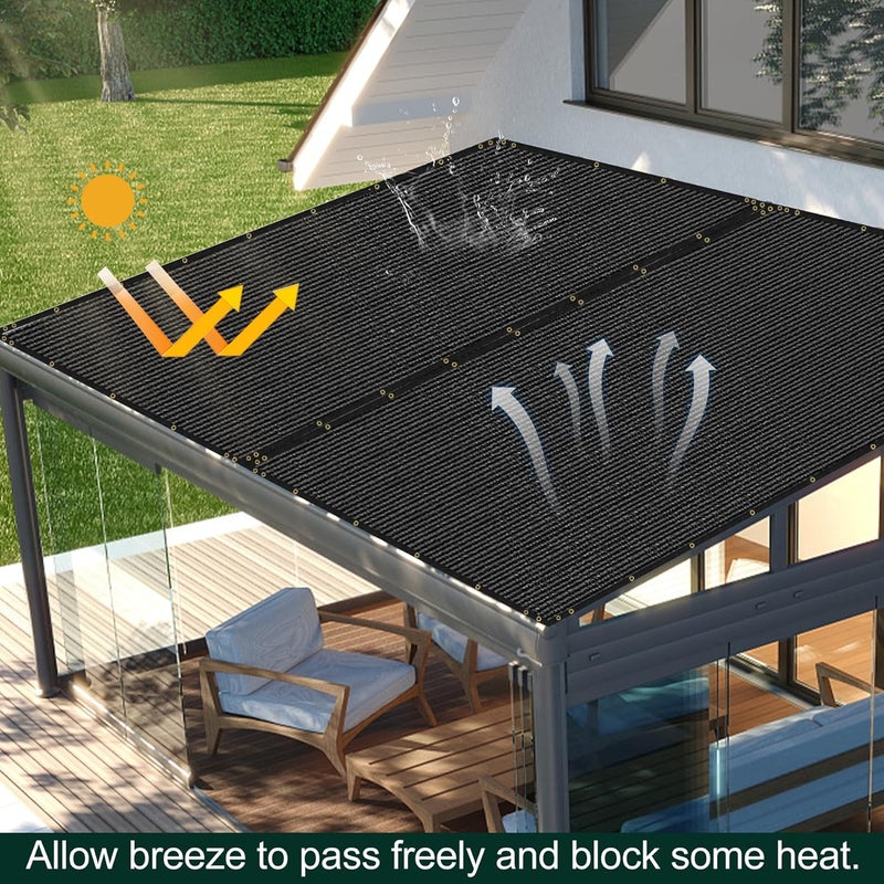 phepetroll 5 x 50FT Privacy Screen Fence Black Heavy Duty Mesh Fencing Shade Net Cover with Reinforced Bindings 100 Straps for Outdoor Chain Link Fence Patio Wall Garden Backyard, Black - Image 5